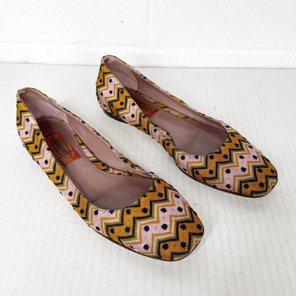 Missoni Ballet Flats Womens Size 37 Multicolor Zigzag Woven Italy Dust Bag‎ - Picture 2 of 11